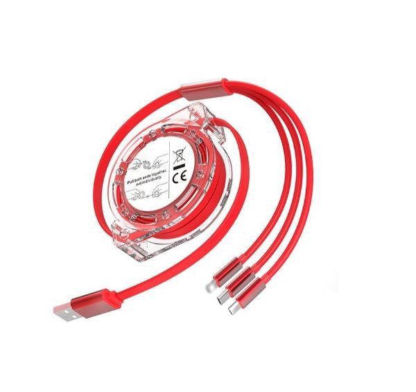 Udtrækkeligt tre-i-én dataopladningskabel