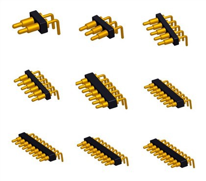 Sping-belastet højrevinklet Pogo-stiftforbindelse